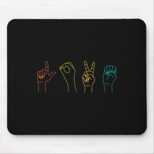 Love ASL Sign language Alphabet Valentines Day Gif Mouse Pad