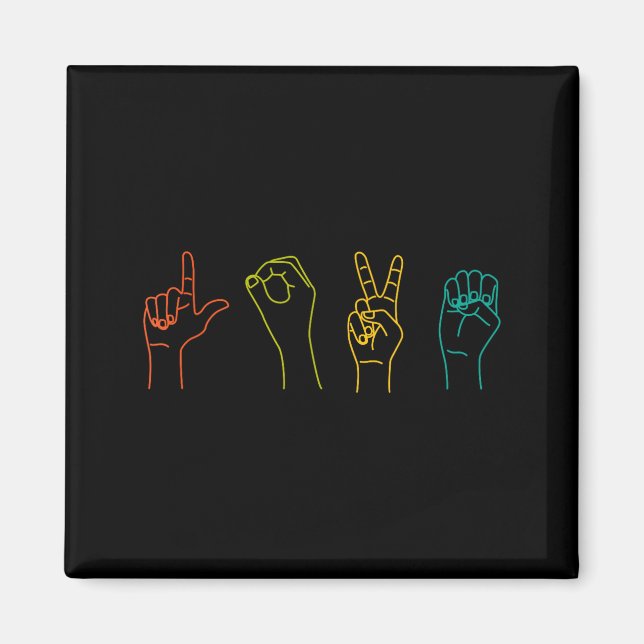 Love Asl Sign Language Alphabet Valentines Day  Magnet (Front)