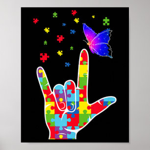 Love Asl Sign Language Puzzle Butterfly Autism Awa