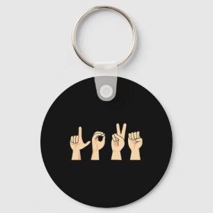 Love ASL Valentines Day Cute Sign Language Deaf Aw Keychain