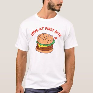 Love at first bite - cute cat burger T-Shirt