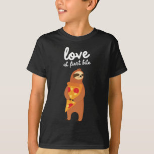 Love at First Bite - Cute Sloth With Pizza Slice V T-Shirt