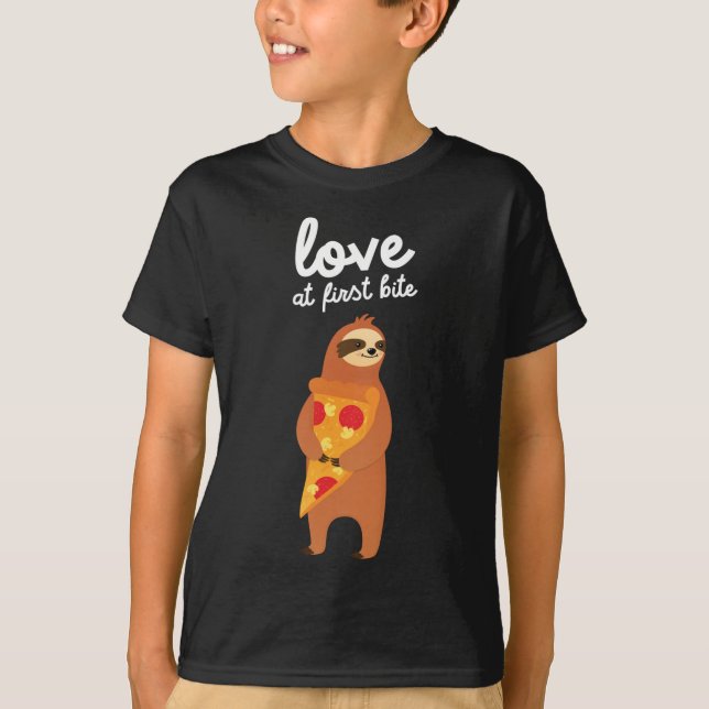 Love at First Bite - Cute Sloth With Pizza Slice V T-Shirt (Front)
