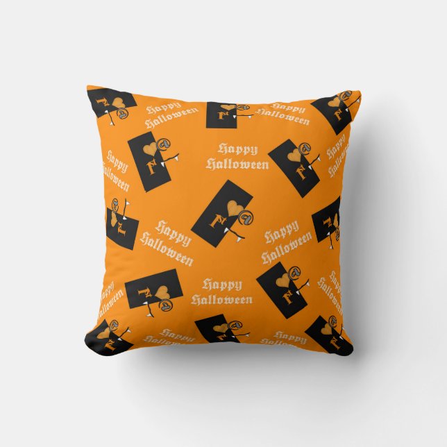 Love At First Bite Halloween Pattern Throw Pillow (Front)