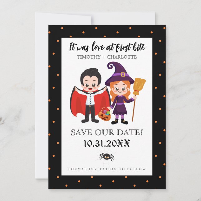 Love at First Bite Halloween Save the Date (Front)
