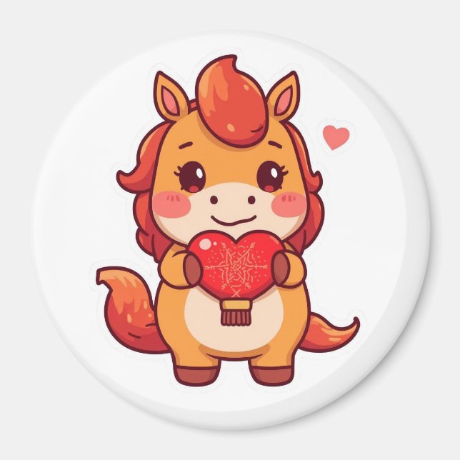 Love at First Gallop Fire Horse Valentine Chinese  Magnet (Front)