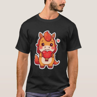 Love at First Gallop Fire Horse Valentine Chinese  T-Shirt