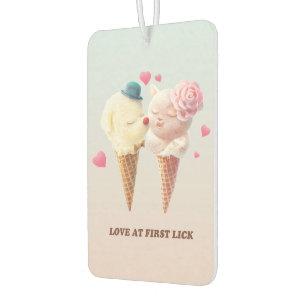 Love at First Lick: Bichon & Cat Ice Cream Art Air Freshener