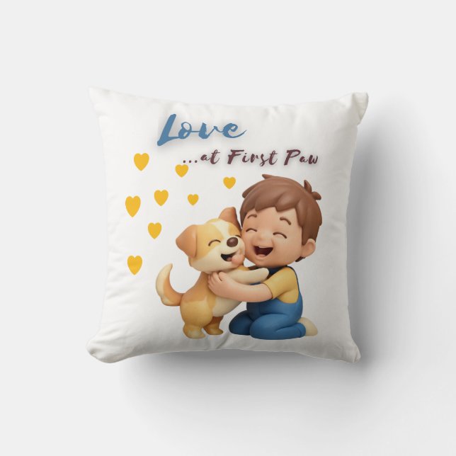 Love at First Paw  Throw Pillow (Front)