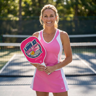 Love At First Serve Pink Heart Name and Est Year Pickleball Paddle