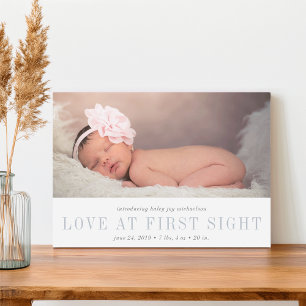 Love at First Sight Birth Announcement   Grey