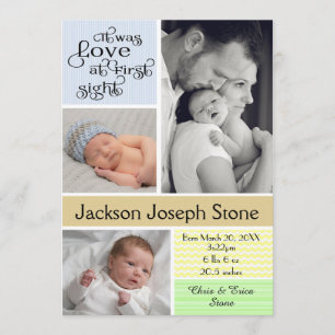 Love at First Sight Colourful Collage - Boy Announcement