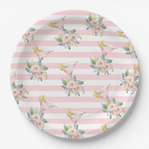 Love at First Sip Bright Cocktail Bridal Shower Paper Plate