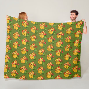Love at First Slice - Pizza Meets Pineapple Fleece Blanket