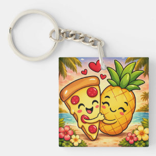 Love at First Slice - Pizza Meets Pineapple Keychain