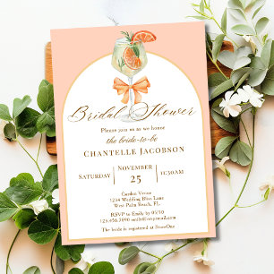 Love At First Spritz Boho Orange Bridal Shower  Invitation