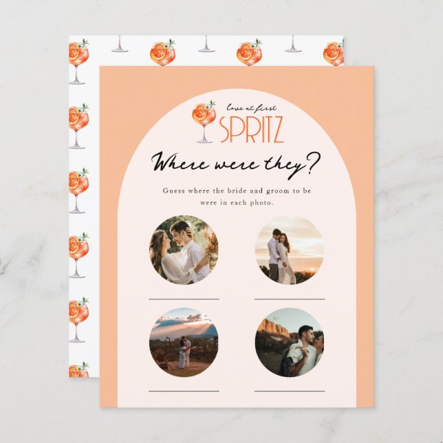 Love at First Spritz Bridal Photo Where were they (Front/Back)