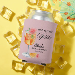 Love at First Spritz Bridal Shower Blush Pink  Can Cooler
