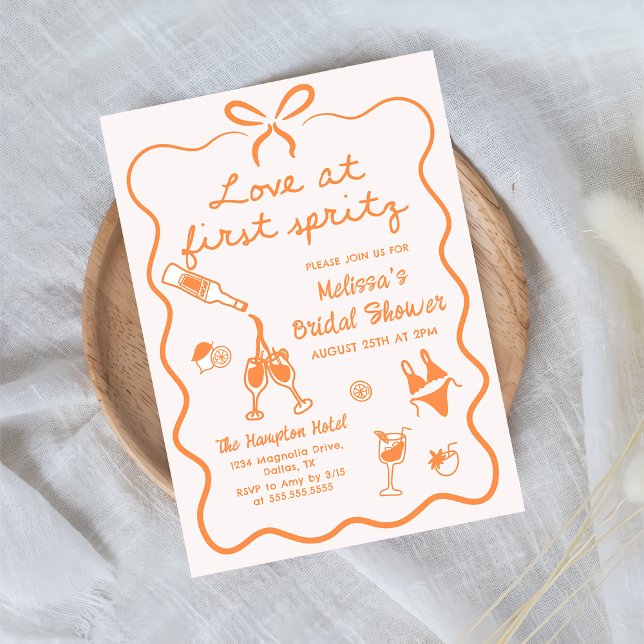 Love at First Spritz Bridal Shower Invitation (Creator Uploaded)