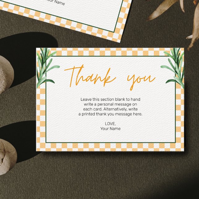 Love at First Spritz Bridal Shower Orange Rosemary Thank You Card (Creator Uploaded)
