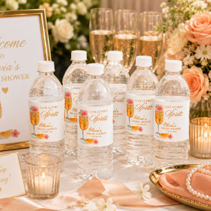 Love at First Spritz Bridal Shower Orange  Water Bottle Label