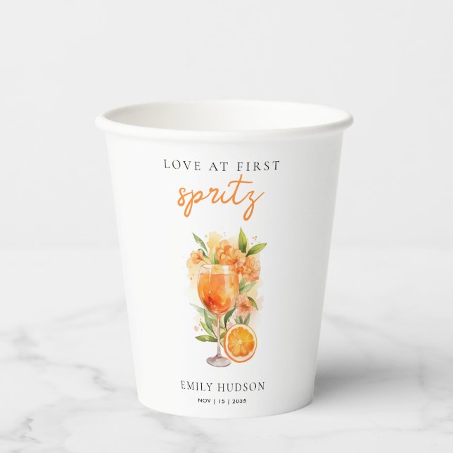 Love at First Spritz Bridal Shower Paper Cups (Front)