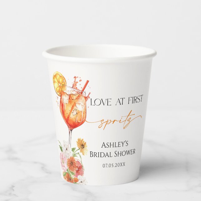 Love at First Spritz Bridal Shower Paper Cups (Front)