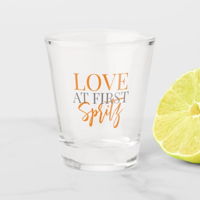 Love at First Spritz Bridal Shower Shot Glass (Front)