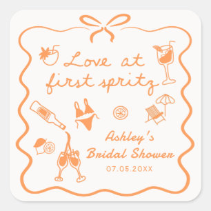 Love at First Spritz Bridal Shower Sticker