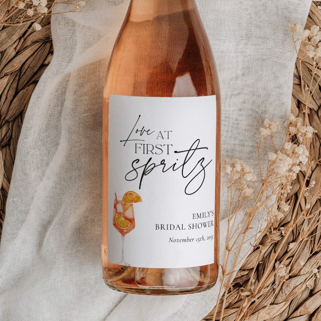 Love at First Spritz Bridal Shower Wine Label (Creator Uploaded)