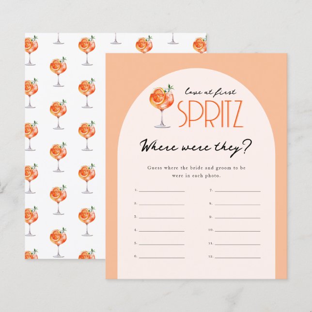 Love at First Spritz Bridal Where were They Game (Front/Back)