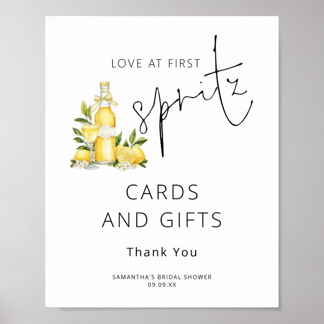 Love at First Spritz Cards Gifts Bridal Shower Poster (Front)