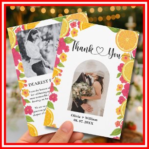 Love at First Spritz Citrus Orange Bridal Shower Thank You Card