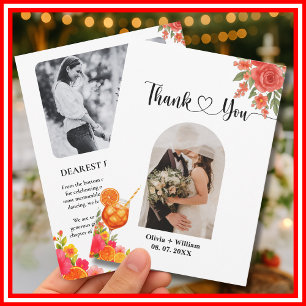 Love at First Spritz Citrus Orange Bridal Shower Thank You Card