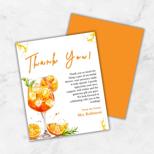 Love at First Spritz Fête des mariées Carte de rem (Love at First Spritz Bridal Shower Thank You Card  )