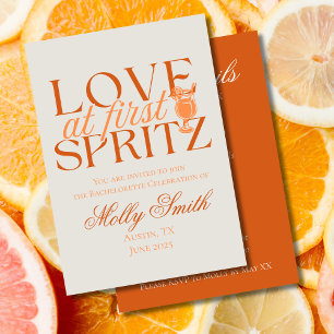 Love at First Spritz – Fun Orange Bachelorette Invitation
