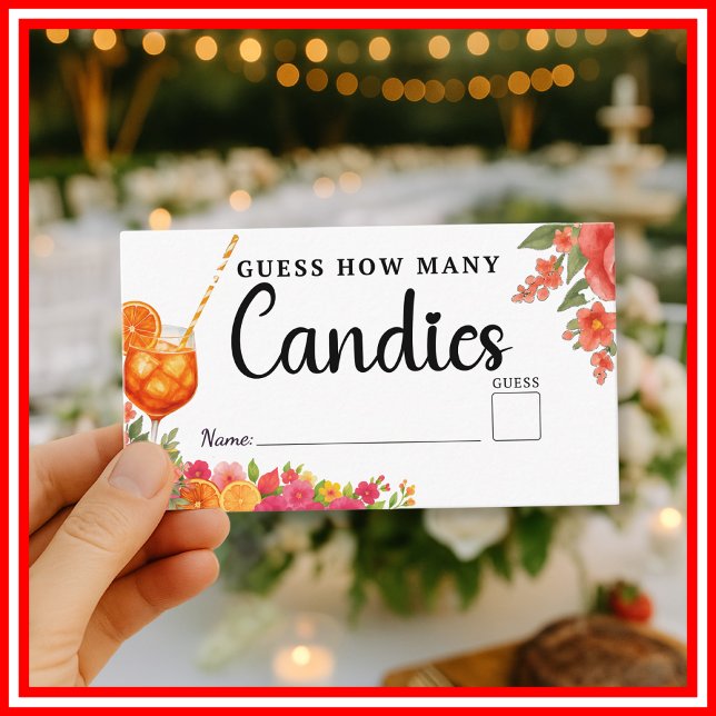 Love at First Spritz Guess How Many Candies Bridal Enclosure Card (Creator Uploaded)