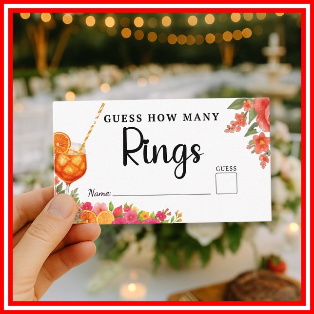 Love at First Spritz Guess How Many Rings Bridal Enclosure Card (Creator Uploaded)