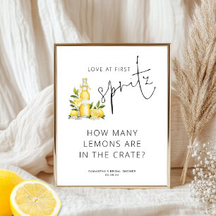 Love at First Spritz How Many Lemons Bridal Shower Poster