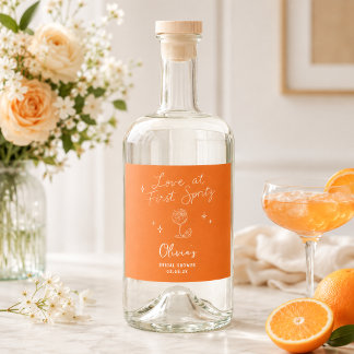 Love at First Spritz  Liquor Bottle Label
