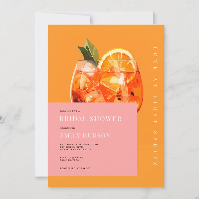 Love at First Spritz Modern Bridal Shower Invitation (Front)