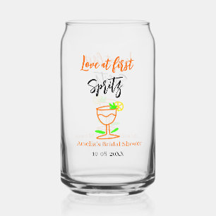 Love at first spritz orange black bridal shower gl can glass