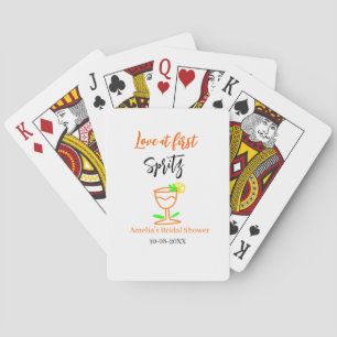 Love at first spritz orange black bridal shower gl playing cards