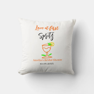 Love at first spritz orange black bridal shower gl throw pillow