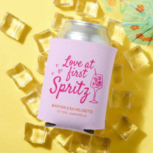Love At First Spritz Pink Orange Bachelorette Can Cooler
