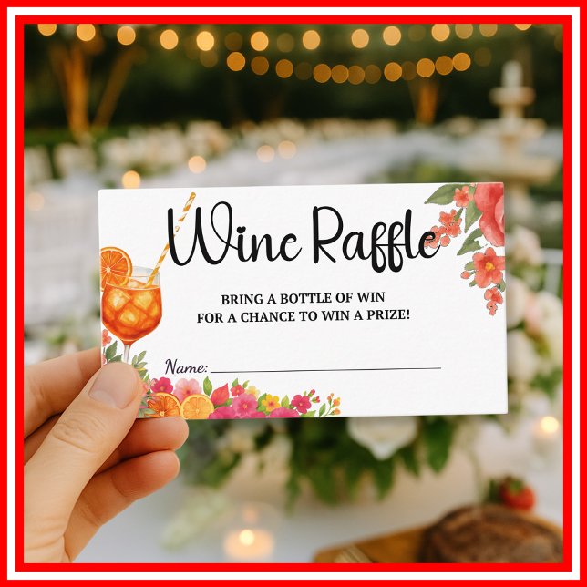 Love at First Spritz  Wine Raffle Bridal Shower Enclosure Card (Creator Uploaded)