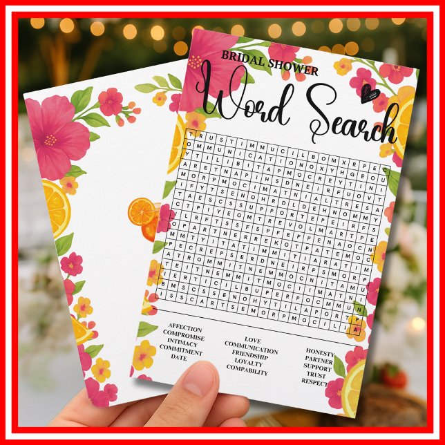 Love at First Spritz Word Search Game Bride Shower (Creator Uploaded)