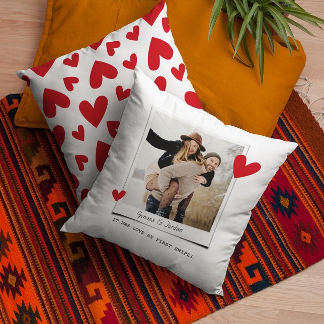 Love at First Swipe’ Couples Cute Gift Throw Pillow (Creator Uploaded)