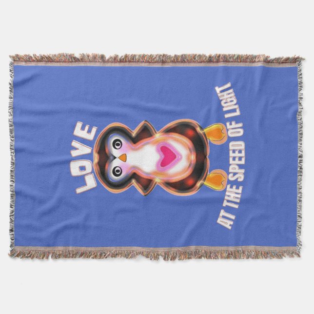 Love at the Speed of Light Penguin Gift Throw Blanket (Front)