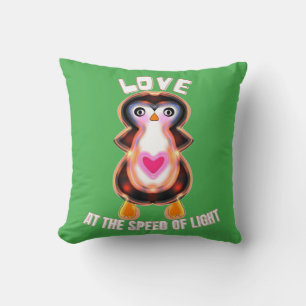 Love at the Speed of Light Penguin Gift Throw Pillow